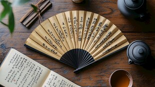 古典折扇与中式雅致茶具