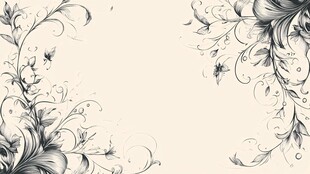 黑白花卉边框装饰图案