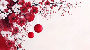 红梅悬球贺新春