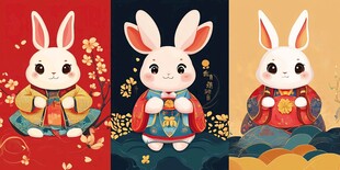 三只萌兔贺新春