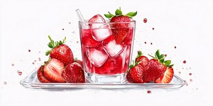 草莓冰饮 清凉一夏