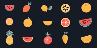 多彩水果图标集合