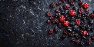 黑底上的多彩蔓越莓干