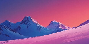 梦幻紫粉雪山美景