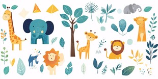 动物与植物的可爱插画世界