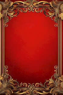 红色背景金色华丽边框
