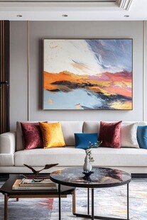 现代客厅沙发背景墙艺术画