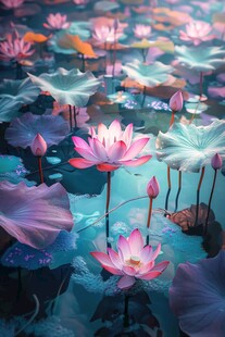 梦幻荷塘中的绚烂荷花