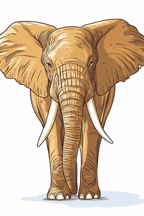 站立的卡通大象形象