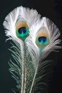 美丽孔雀羽毛特写