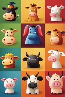 可爱卡通牛形象集合