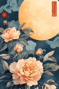 月夜牡丹图