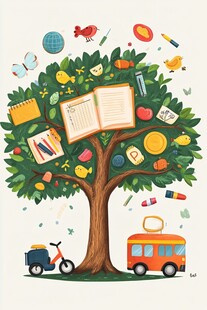 知识树与童趣校园元素