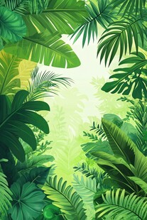热带绿植背景 清新自然风