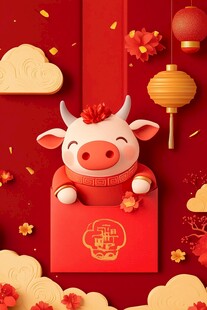 牛年红包小牛贺岁图
