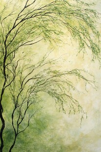 垂柳摇曳的诗意绿意画面