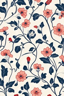 复古花卉无缝图案设计