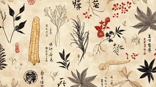 传统手绘中药材图案展示