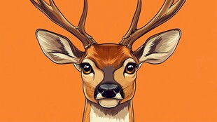 橙色背景下的可爱鹿头