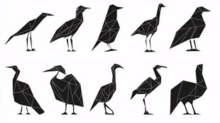 几何风格鸟类剪影集合
