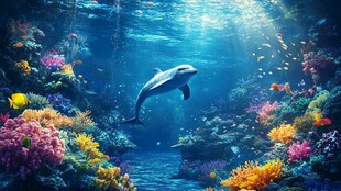 梦幻海底世界中的海豚