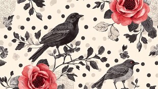 花鸟波点图案精美设计