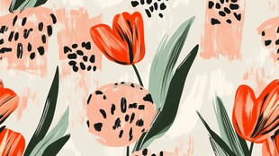 手绘花卉豹纹图案背景