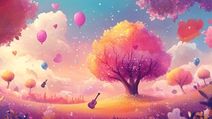 梦幻秋日浪漫气球树景