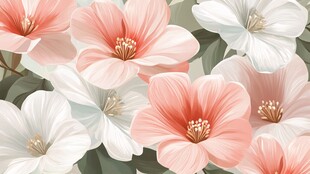 粉色白色花卉唯美图案