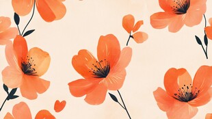 橙色花卉图案背景插画