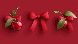 红底樱桃蝴蝶结精美组合