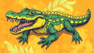 卡通鳄鱼插画 活力满满