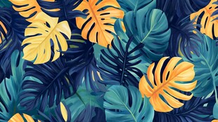 热带植物多彩叶片图案