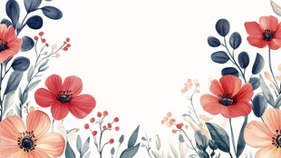 水彩花卉边框背景图