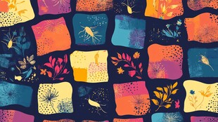 多彩几何花卉图案背景