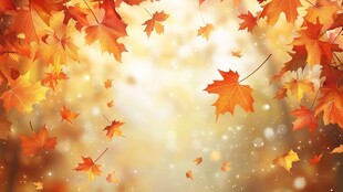 金秋枫叶飘落梦幻背景