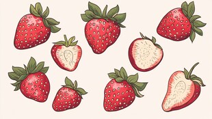 手绘草莓集合图