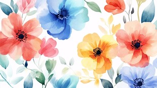 缤纷水彩花卉图案设计