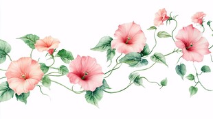 粉色牵牛花藤蔓装饰图案