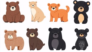 可爱多样的卡通小熊集合