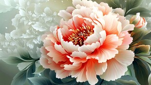 娇艳盛开的粉色牡丹花