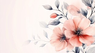 淡雅粉色花卉插画背景
