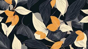 黑色背景叶形图案花纹