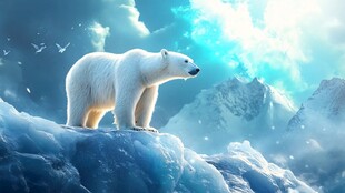 北极冰原上的北极熊