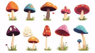 可爱卡通蘑菇插画集合