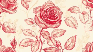 复古风红玫瑰花纹图案