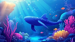 梦幻海底世界中的鲸鱼