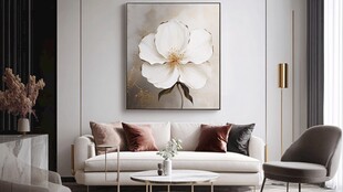 现代简约客厅中的花卉挂画