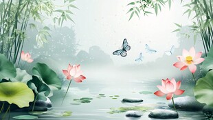 荷塘蝶舞 清幽中式美景