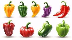 多彩甜椒与辣椒集合展示